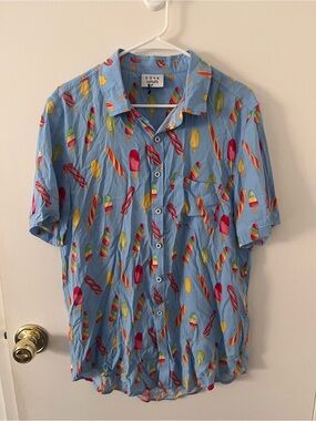 NWOT Cove USA Men’s Popsicle Patterm Rayon Button Up Short Sleeve Shirt Medium